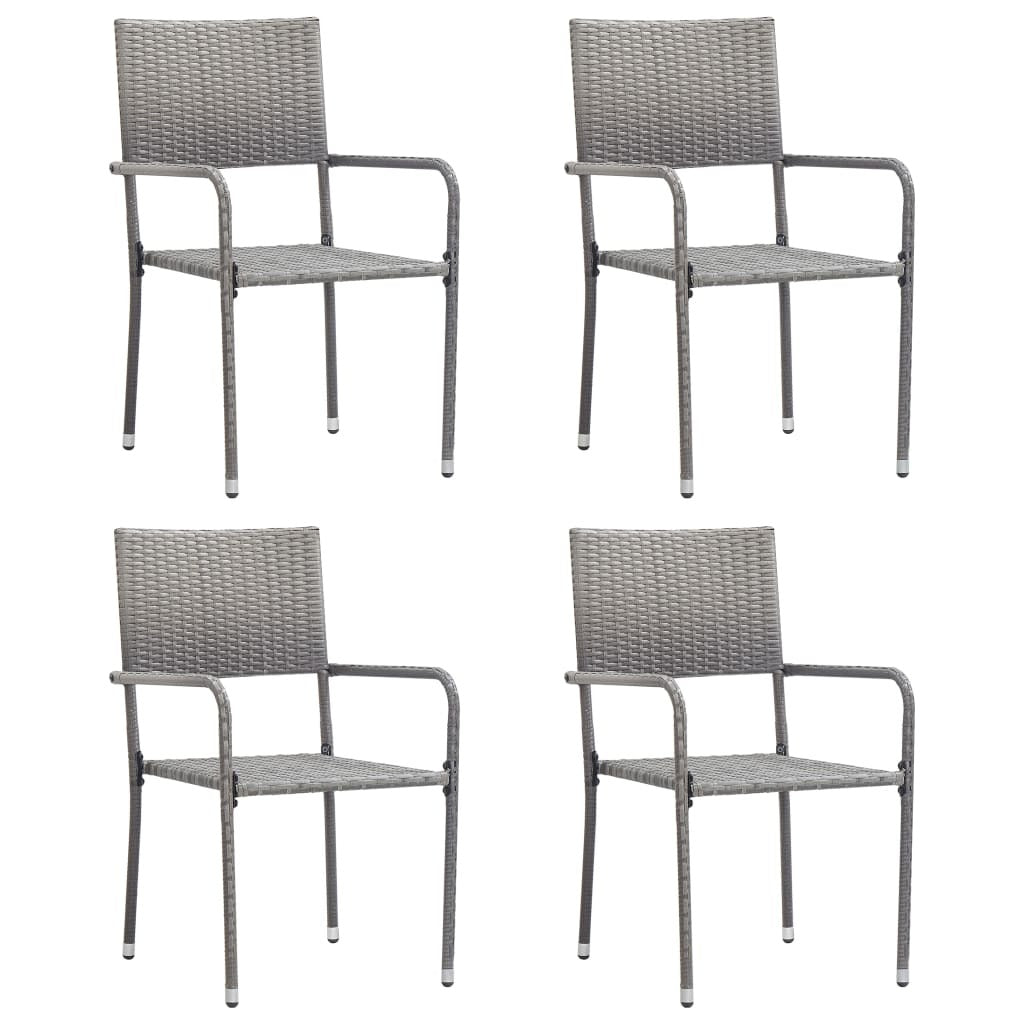 Patio Dining Chairs 4 pcs Poly Rattan Anthracite