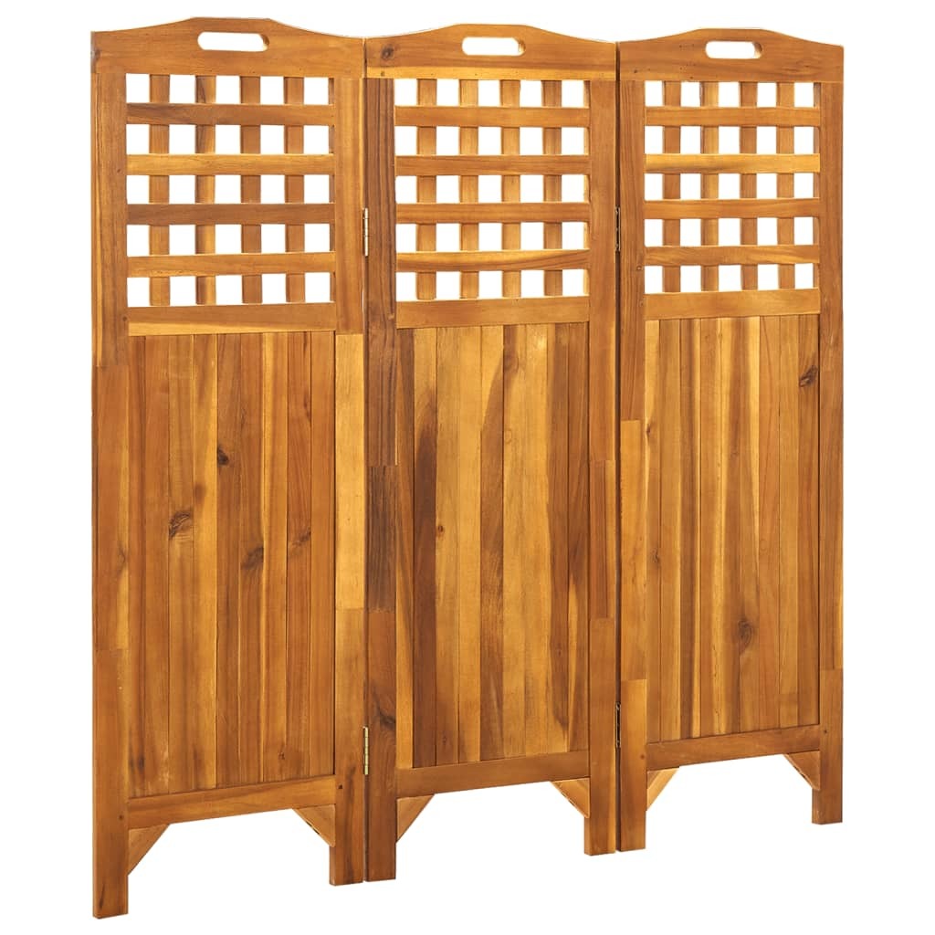 3-Panel Room Divider 47.6"x0.8"x47.2" Solid Acacia Wood