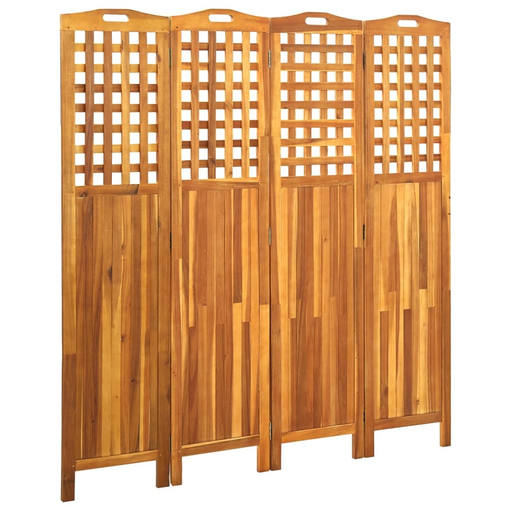 4-Panel Room Divider 63.4"x0.8"x66.9" Solid Acacia Wood