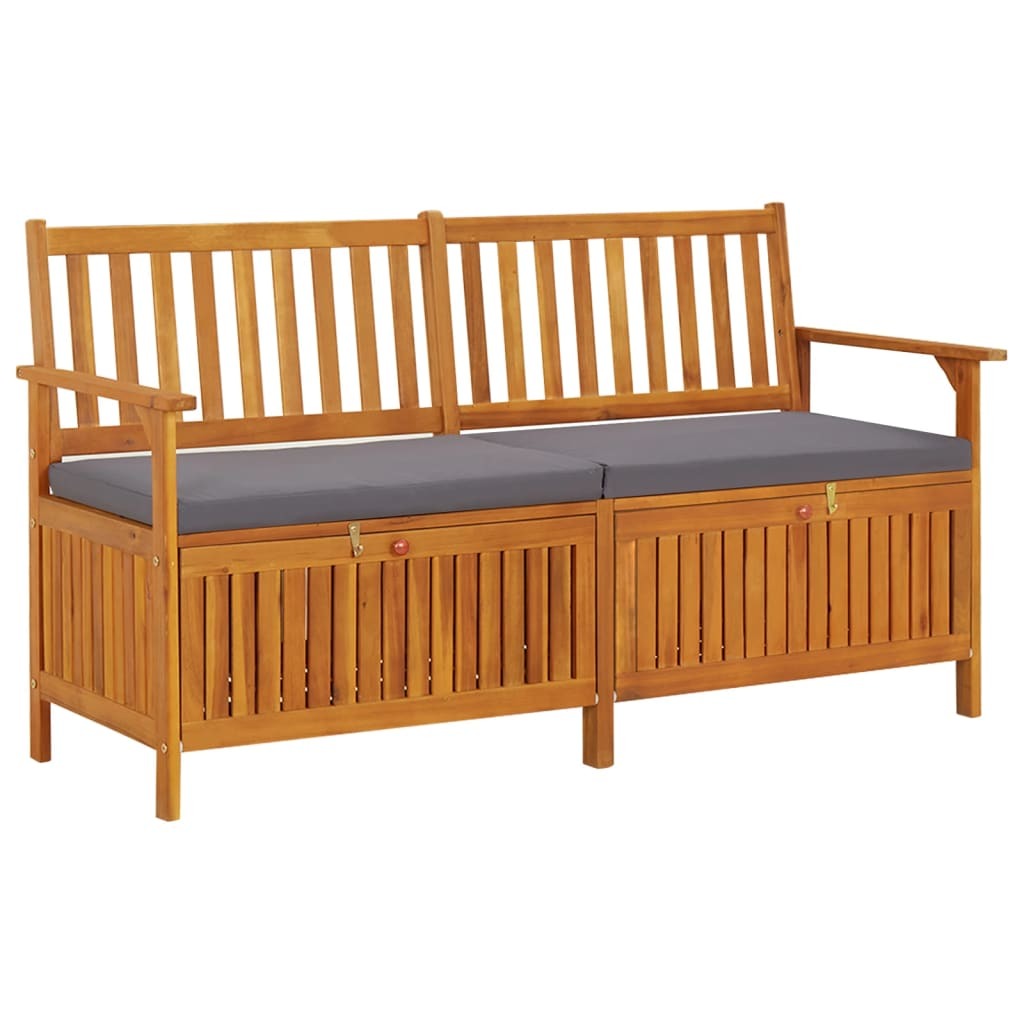 Storage Bench with Cushion 58.3" Solid Wood Acacia