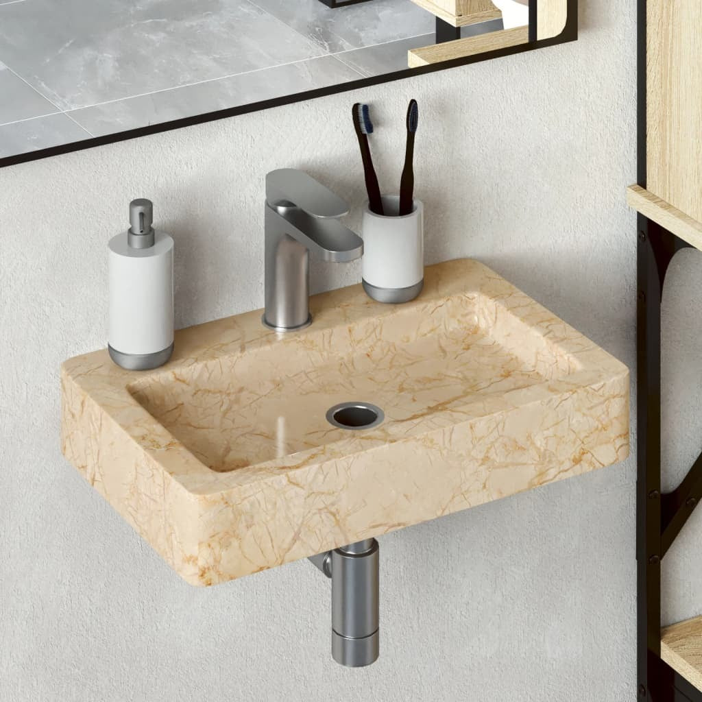 Wall-mounted Sink Cream 15"x9.4"x2.6" Marble