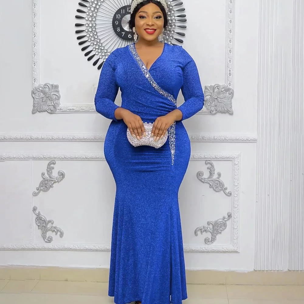 African Slim Fit Sequin Party Dress