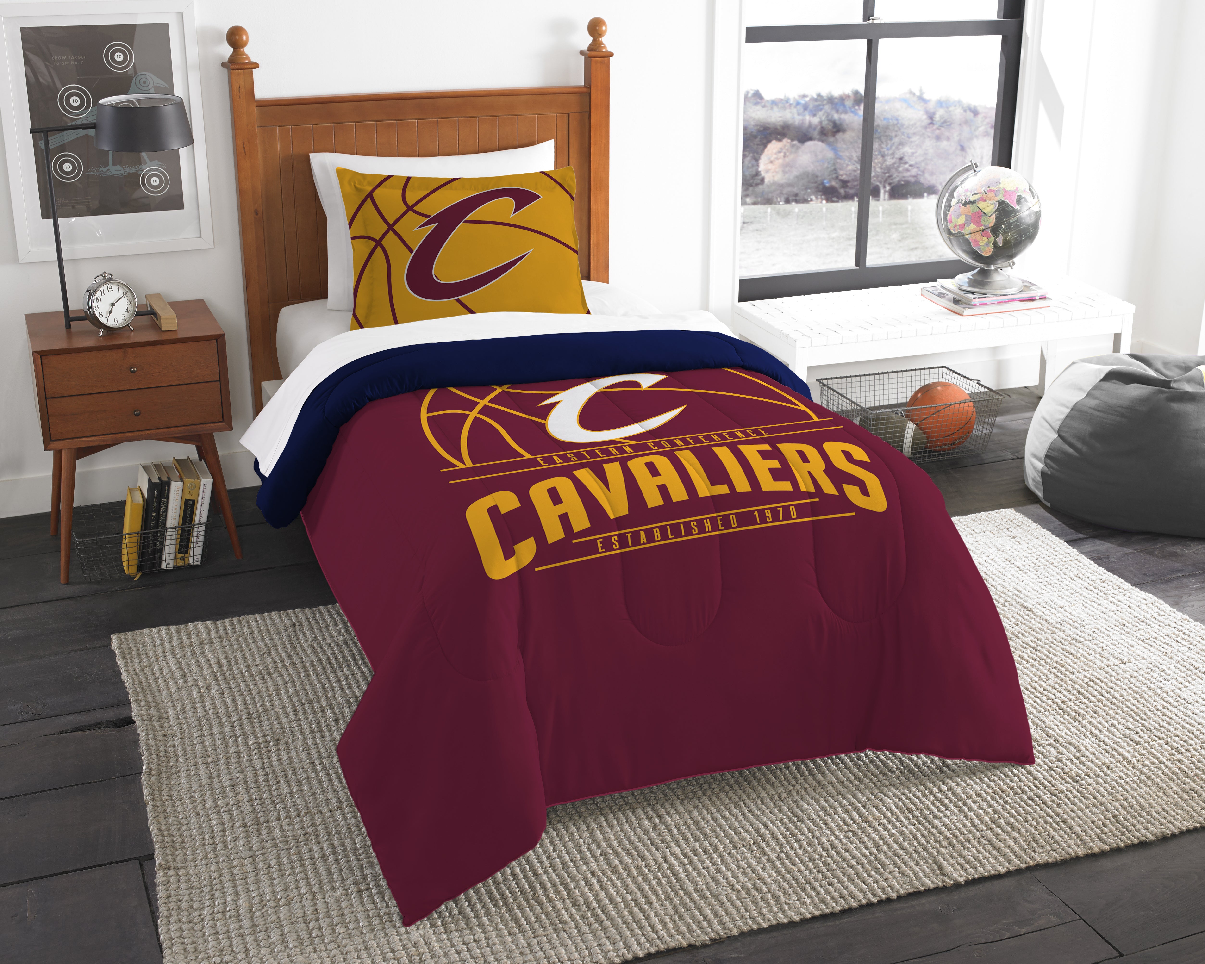 Cavaliers OFFICIAL National Basketball Association; Bedding; "Reverse Slam" Printed Twin Comforter (64"x 86") & 1 Sham (24"x 30") Set by The Northwest Company