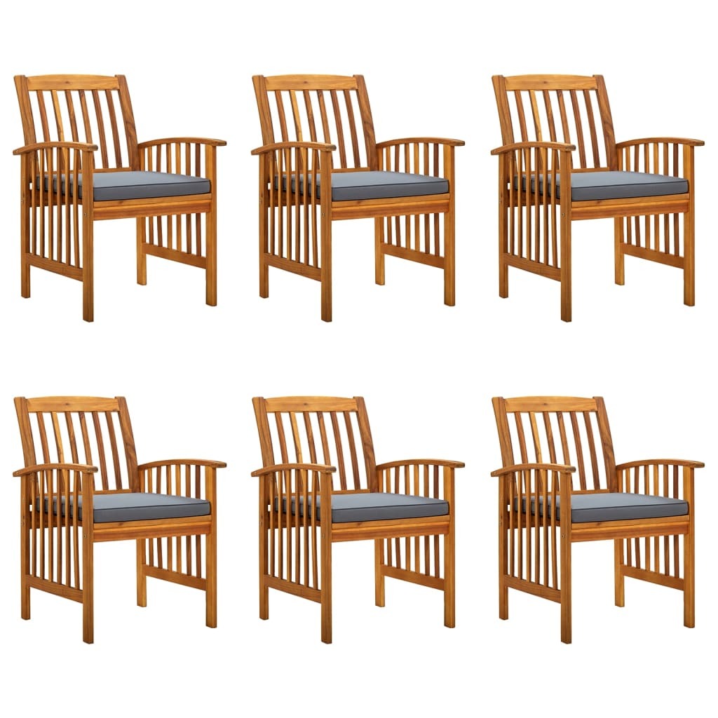 Patio Dining Chairs 6 pcs with Cushions Solid Wood Acacia