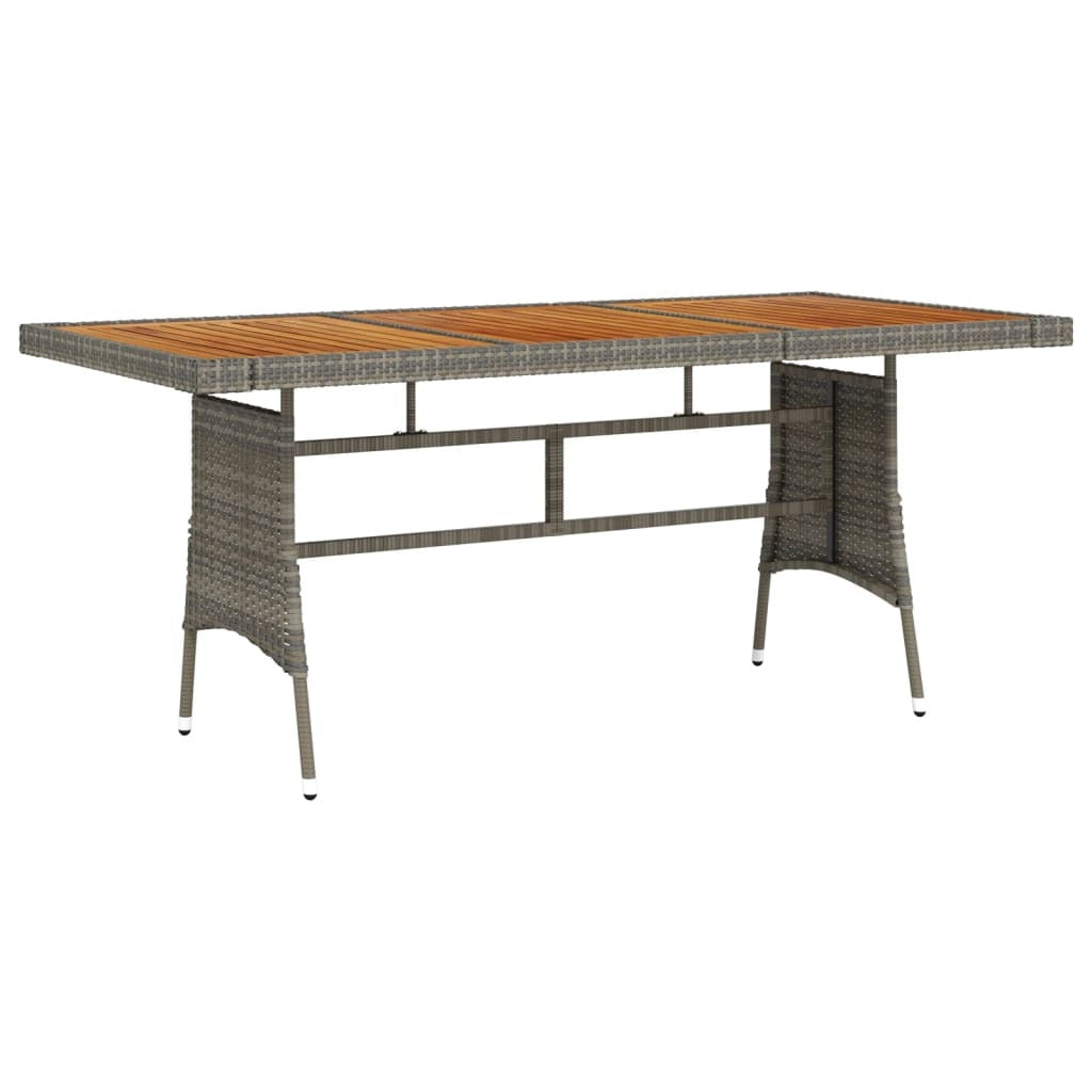 Patio Table Gray 63"x27.6"x28.3" Poly Rattan & Solid Acacia Wood