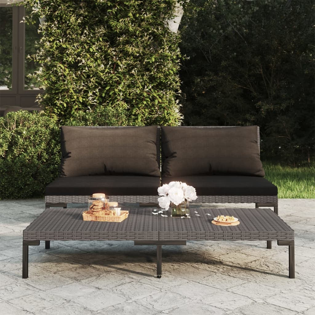 Patio Sofas 2pcs with Cushions Half Round Poly Rattan