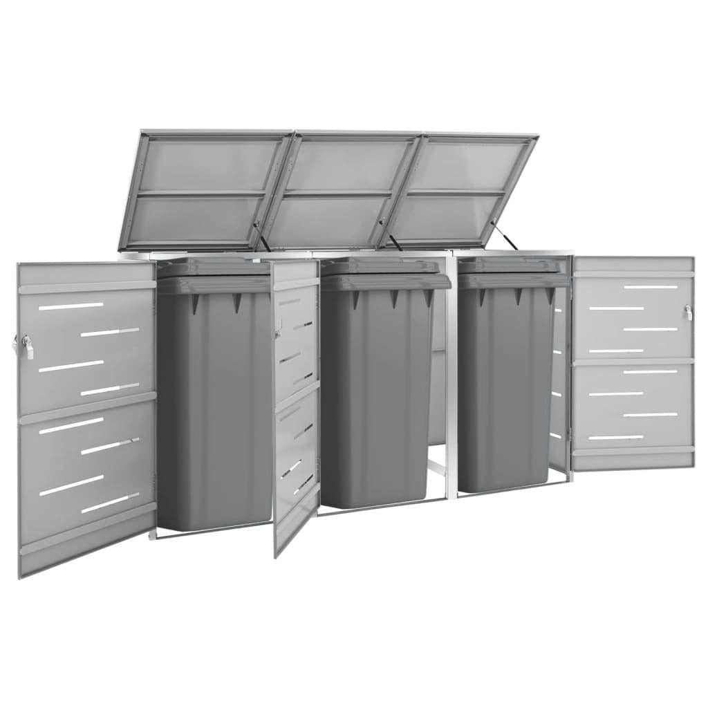 Triple Wheelie Bin Shed 81.5"x30.5"x45.3" Stainless Steel