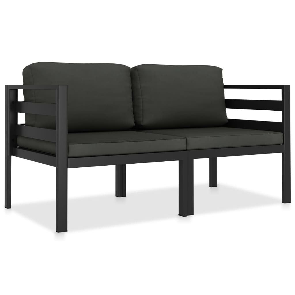 2 Piece Patio Sofa Set with Cushions Aluminum Anthracite