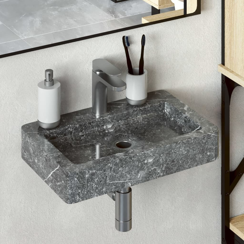 Wall-mounted Sink Gray 15"x9.4"x2.6" Marble