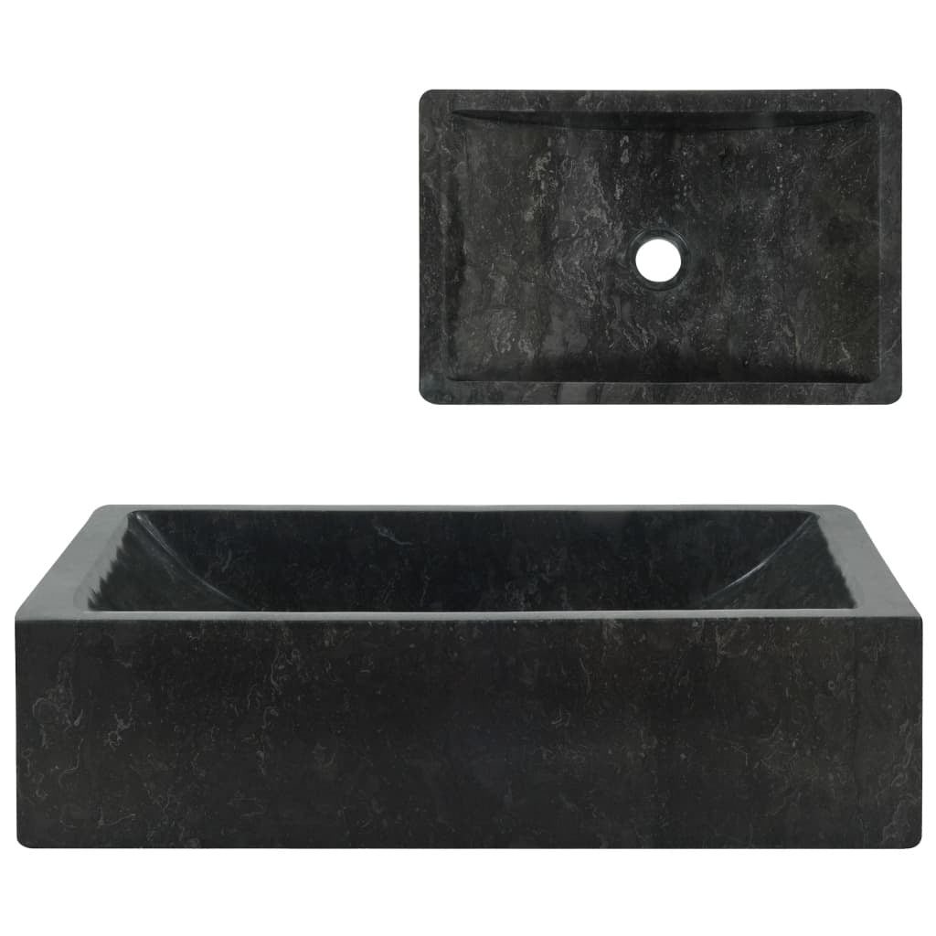 Sink 17.7"x11.8"x4.7" Marble High Gloss Black