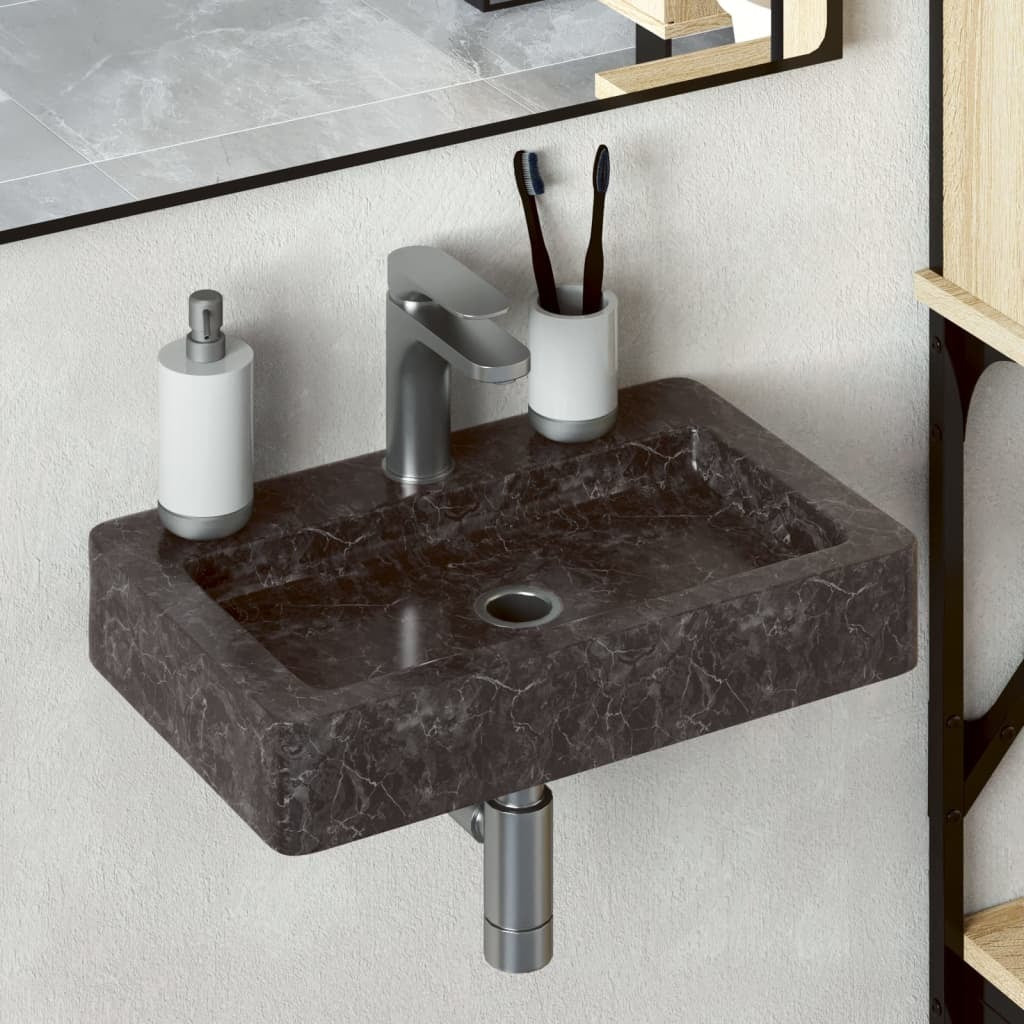 Wall-mounted Sink Black 15"x9.4"x2.6" Marble