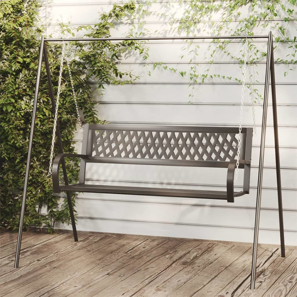 Patio Swing Bench 49.2" Steel and Plastic Black