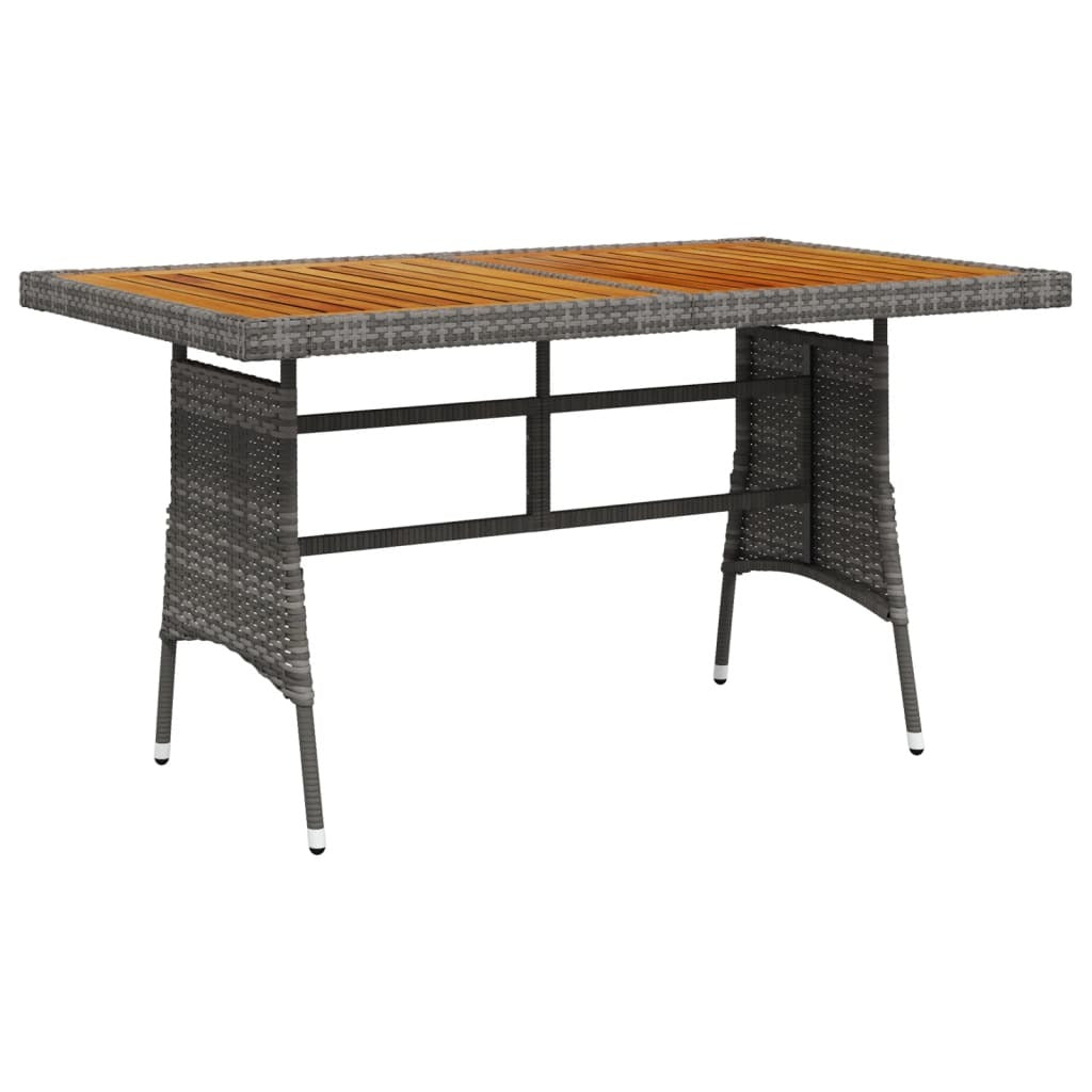 Patio Table Gray 51.2"x27.6"x28.3" Poly Rattan & Solid Acacia Wood