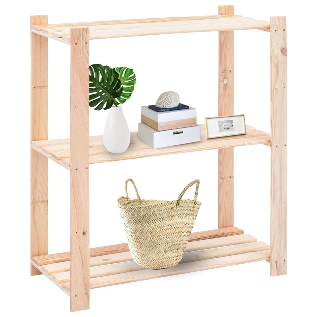 3-Tier Storage Rack 31.5"x15"x35.4" Solid Pinewood 330.7 lb