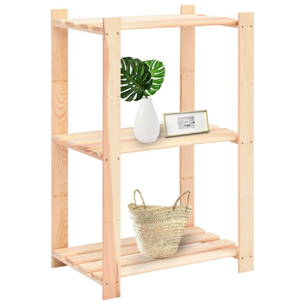 3-Tier Storage Rack 23.6"x15"x35.4" Solid Pinewood 330.7 lb