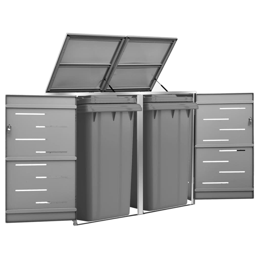 Double Wheelie Bin Shed 54.3"x30.5"x45.5" Stainless Steel