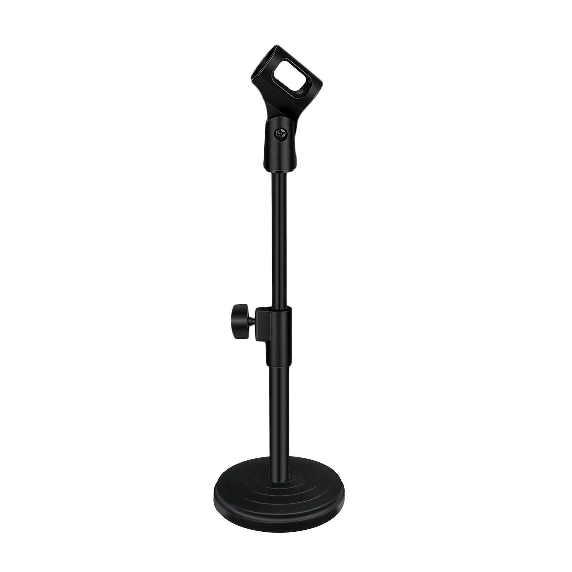 5 Core Desk Microphone Stand • Height Adjustable Desktop Mic Stand • Round Base • Table Mic Holder with Universal Mic Clip and 3/8" to 5/8" Screw- MS RBS BOOM