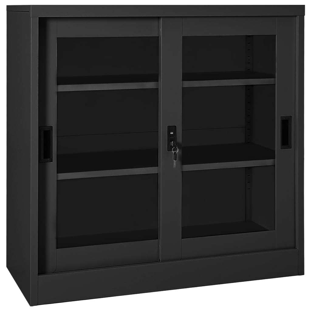 Sliding Door Cabinet Anthracite 35.4"x15.7"x35.4" Steel