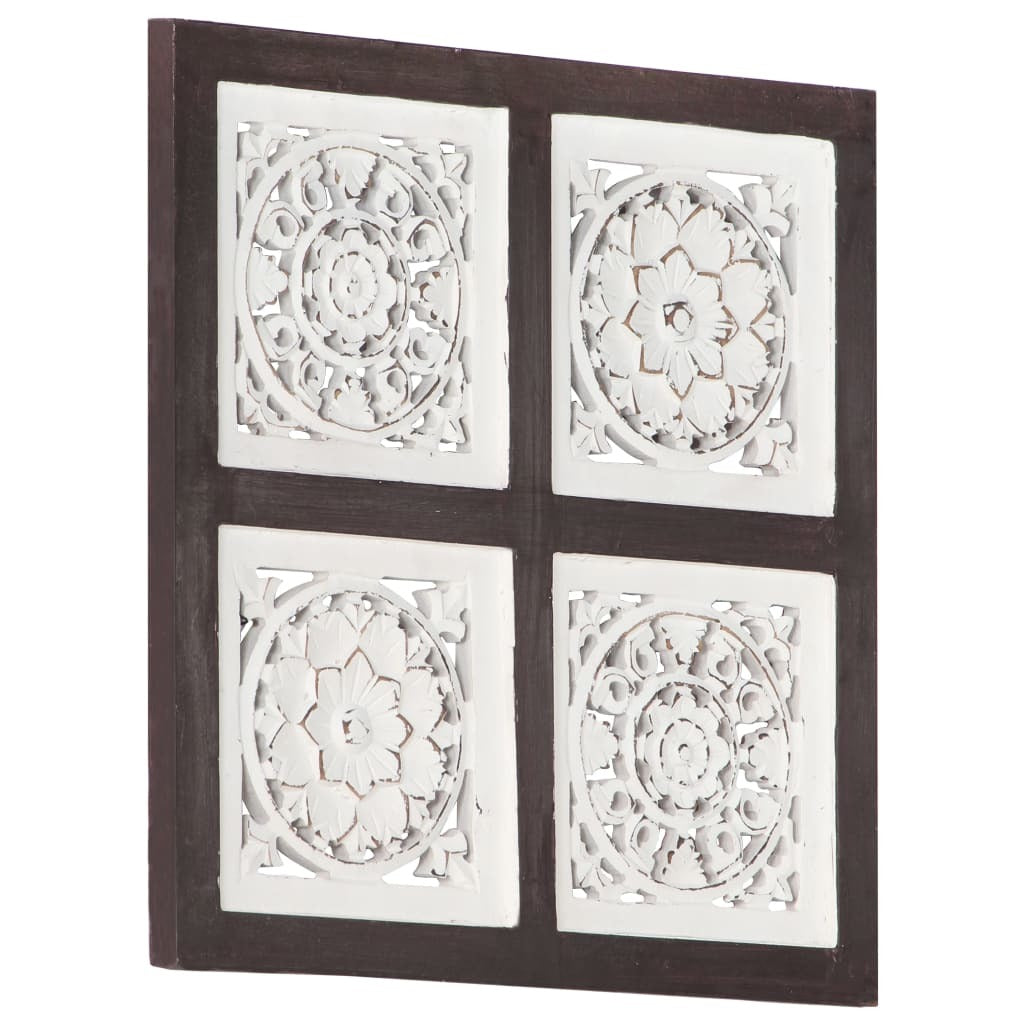 Hand-Carved Wall Panel MDF 15.7"x15.7"x0.6" Brown and White