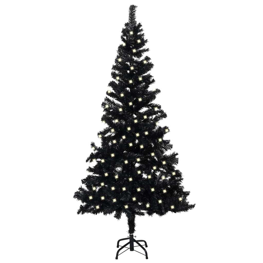 Artificial Pre-lit Christmas Tree with Stand Black 94.5" PVC