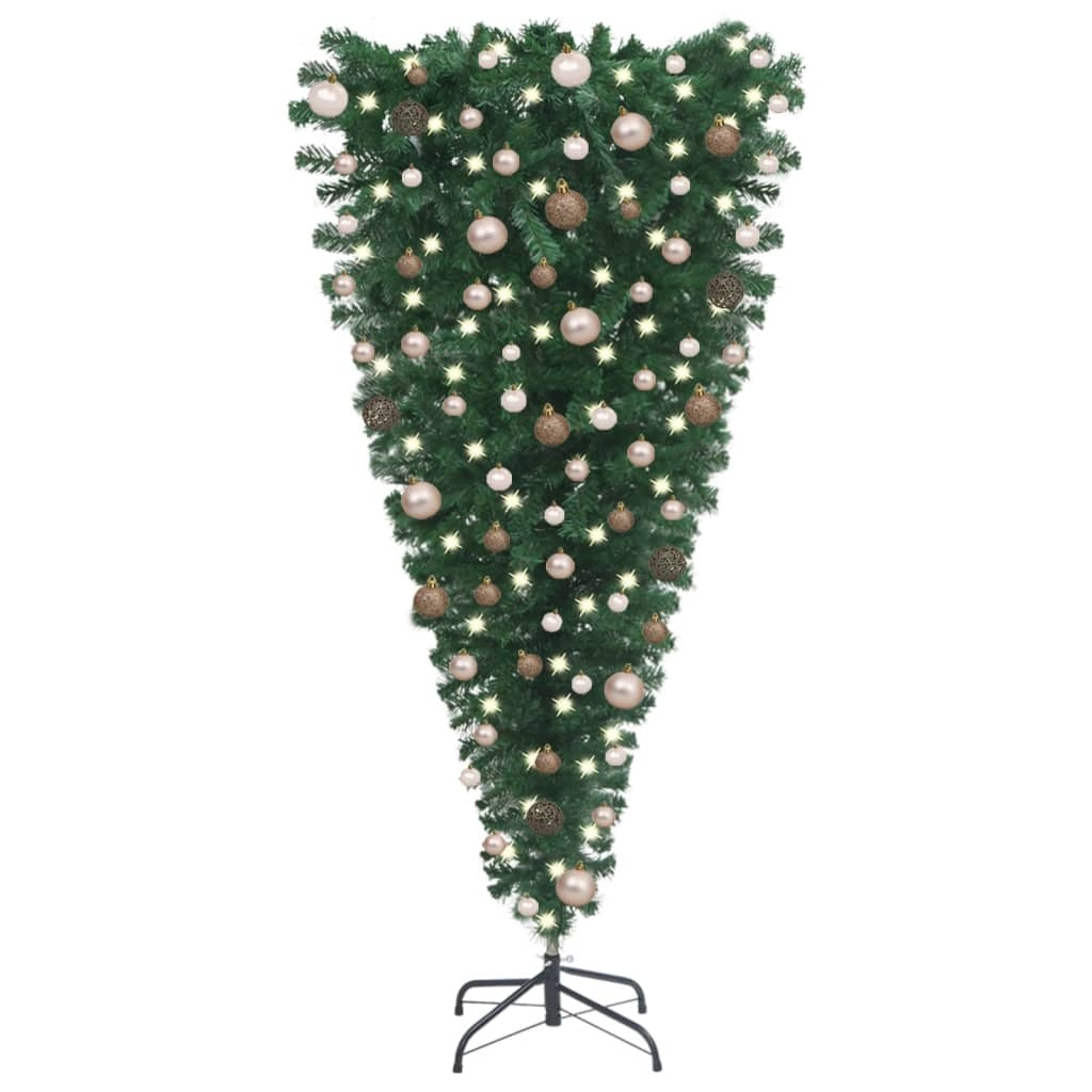 Upside-down Artificial Pre-lit Christmas Tree with Ball Set 94.5"