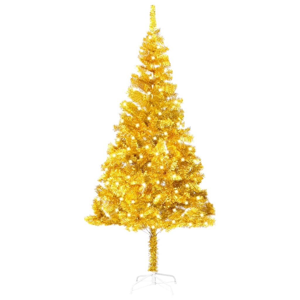 Artificial Pre-lit Christmas Tree with Stand Gold 94.5" PET