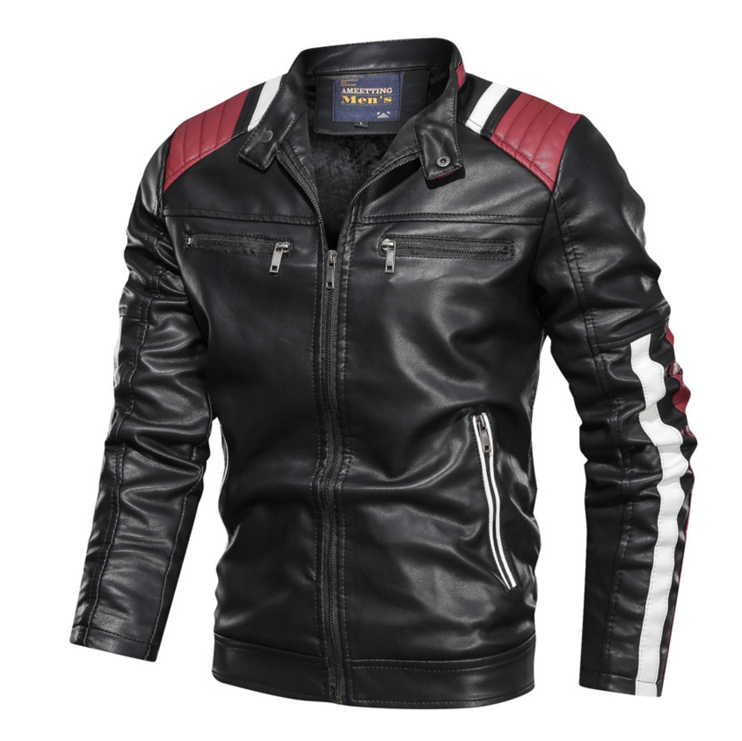 Mens Biker Jacket With Shoulder Details