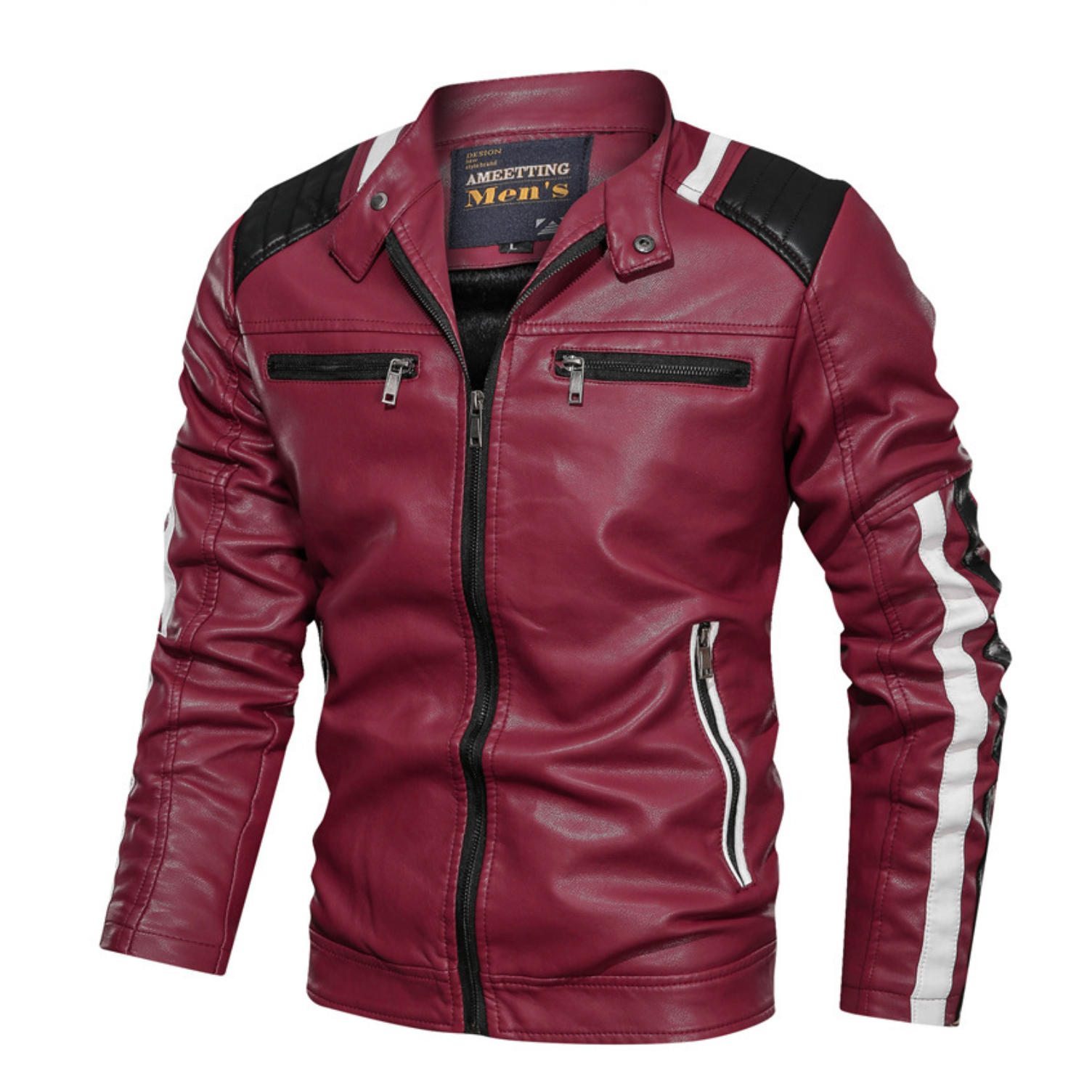 Mens Biker Jacket With Shoulder Details