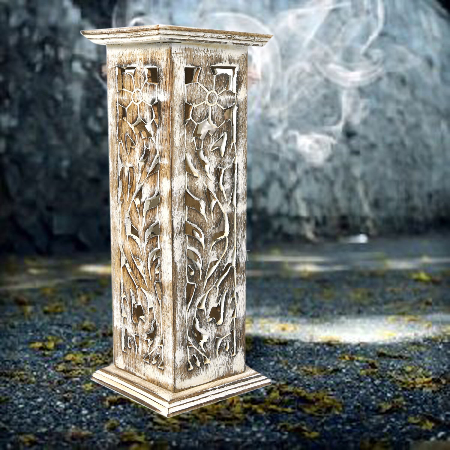 Wooden Incense Burner Stick Stand Holder Burner | Four Stick Holder Tray | Hand Carved Flower Design | Ash Catcher |12 Inches | Home Fragrance | Aromatherapy Meditation Pooja Yoga | Home Accessories