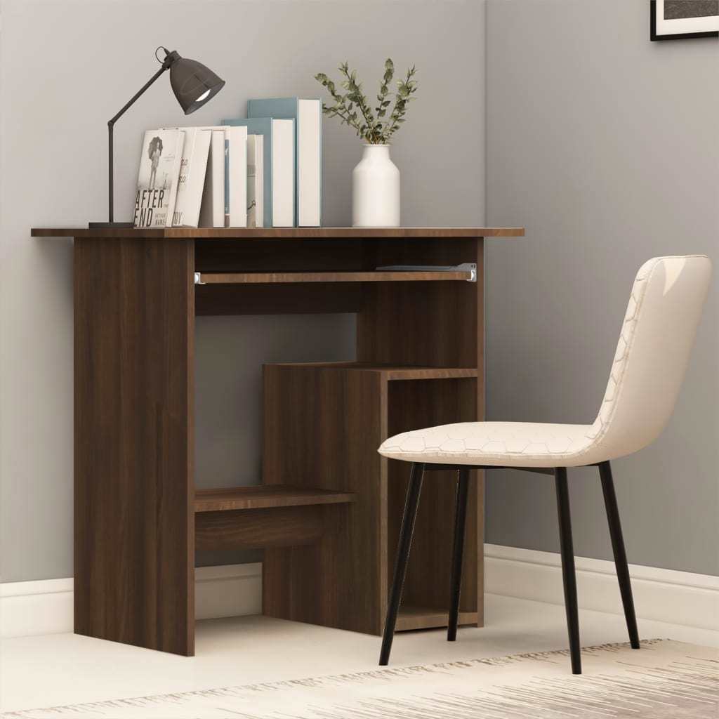 Desk Brown Oak 31.5"x17.7"x29.1" Engineered Wood