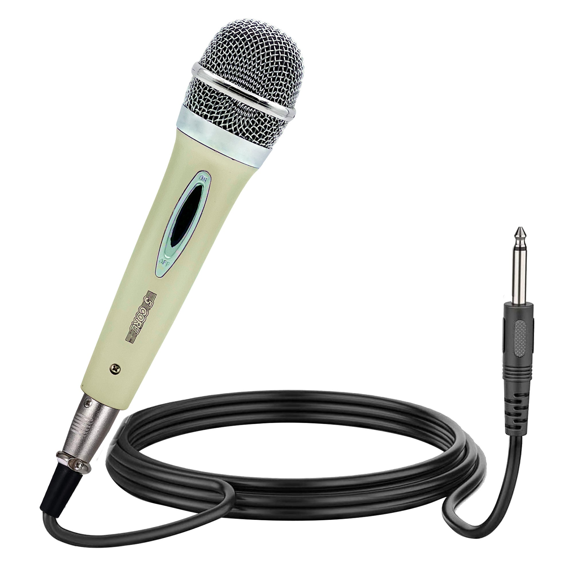 5 Core Microphone Wired Dynamic Vocal Handheld Mic Cardioid Unidirectional Microfono w On and Off Karaoke Switch Includes XLR Audio Cable for Singing, Public Speaking, & Parties PM 286 WH