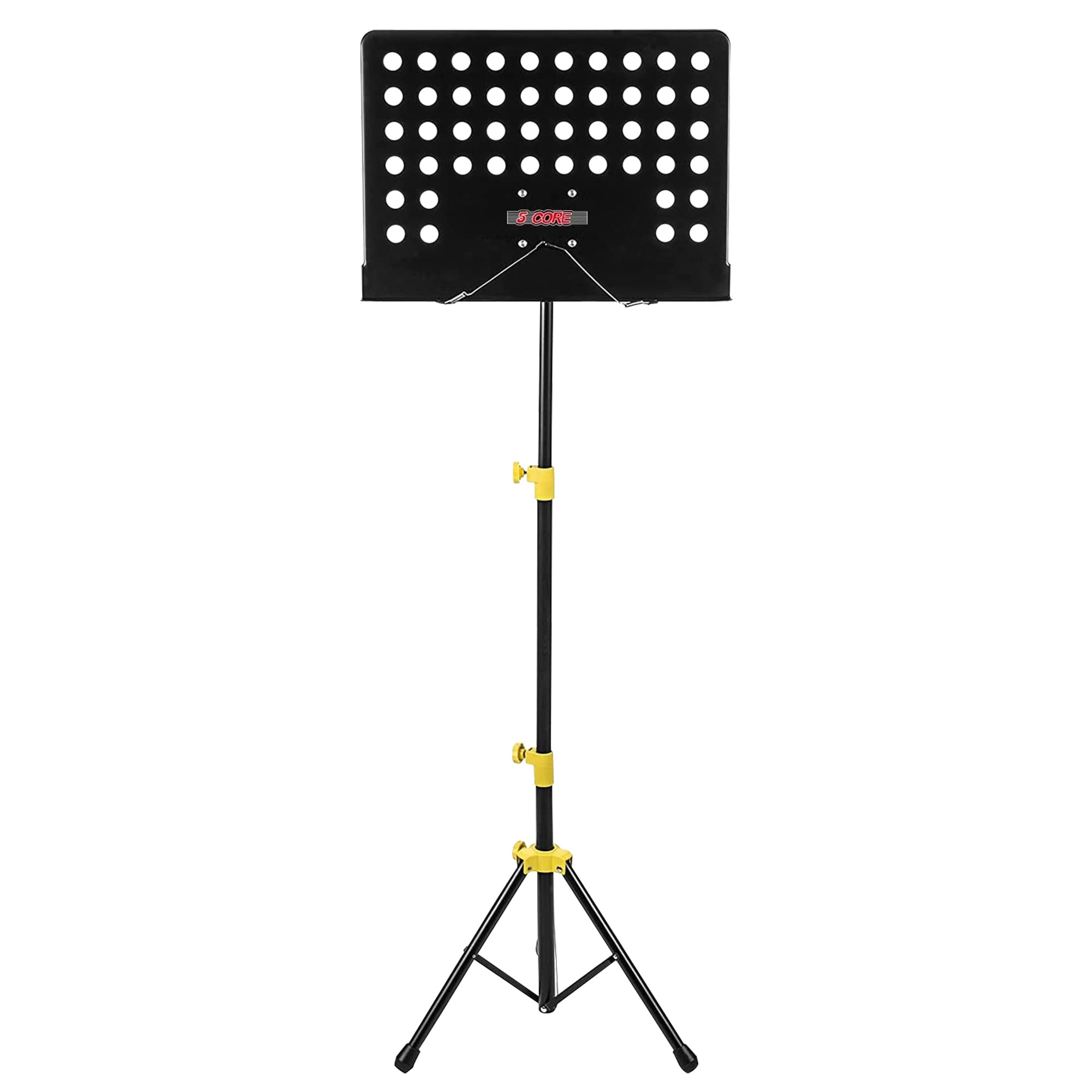 5 Core Sheet Music Stand Dual Use Professional Portable Music Stand, Metal Desktop Tripod Music Book Stand & Orchestral Sheet Stand Folding Adjustable Sturdy Heavy Duty for Performance & Band-MUS YLW