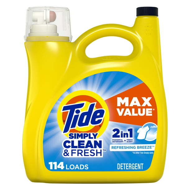 Tide Simply Clean & Fresh Liquid Laundry Detergent;  Refreshing Breeze 114 loads 165 oz