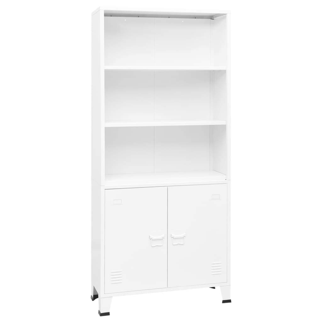 Industrial Bookshelf White 31.5"x12.6"x70.9" Steel