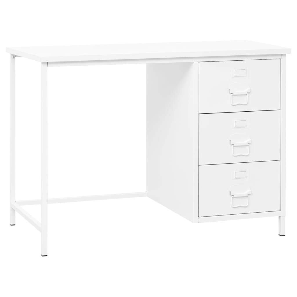 Industrial Desk with Drawers White 41.3"x20.5"x29.5" Steel