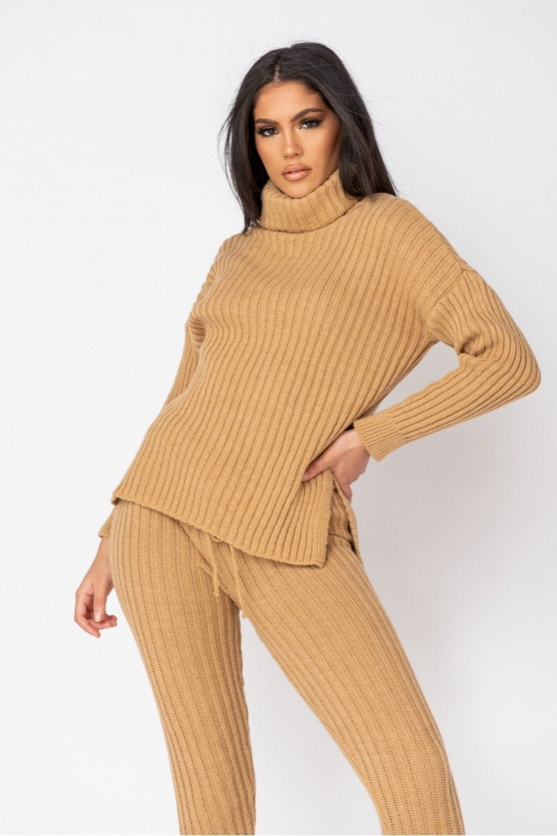 Rib Knit Roll Neck Jumper & Legging Lounge Set