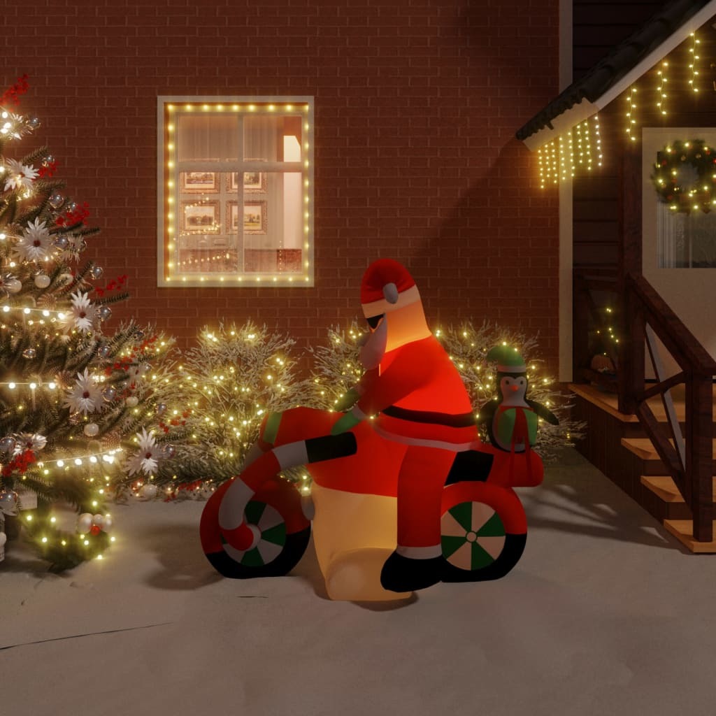 Christmas Inflatable Santa on Motorcycle LED 62.2"