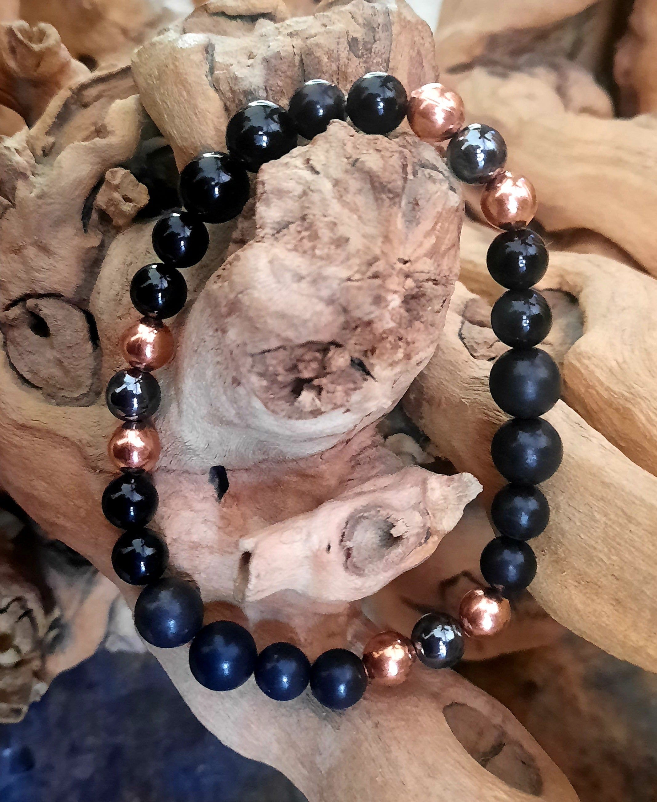 Power Bracelets for EMF 5G Protection Hematite Shungite Copper Tourmaline - Chakra Calming Bracelets