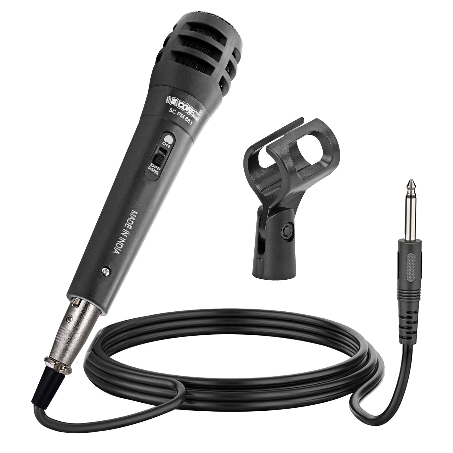 5 Core Microphone Wired Dynamic Vocal Handheld Karaoke Mic Cardioid Unidirectional Microfono with On & Off Switch Includes XLR Audio Cable Mic Holder PM-883