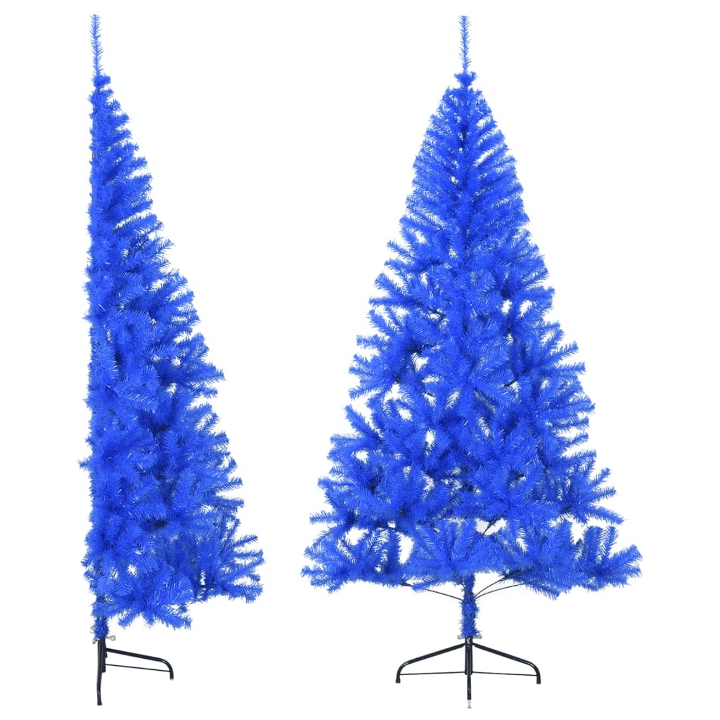 Artificial Half Christmas Tree with Stand Blue 8 ft PVC