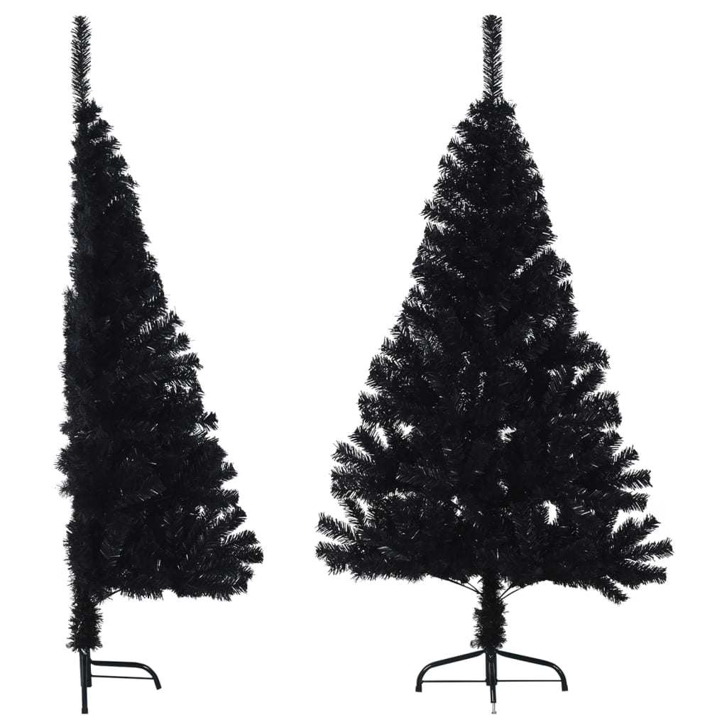 Artificial Half Christmas Tree with Stand Black 5 ft PVC