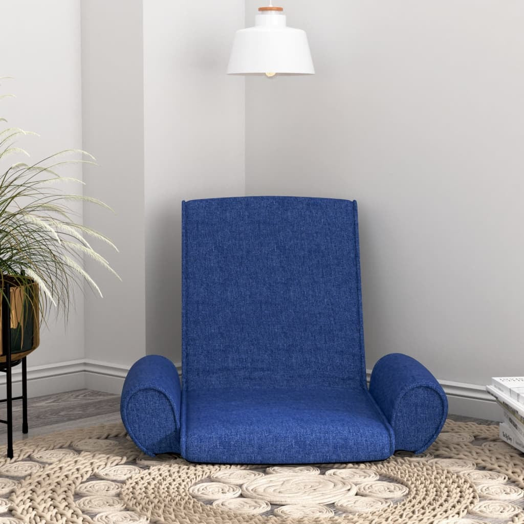 Folding Floor Chair Blue Fabric