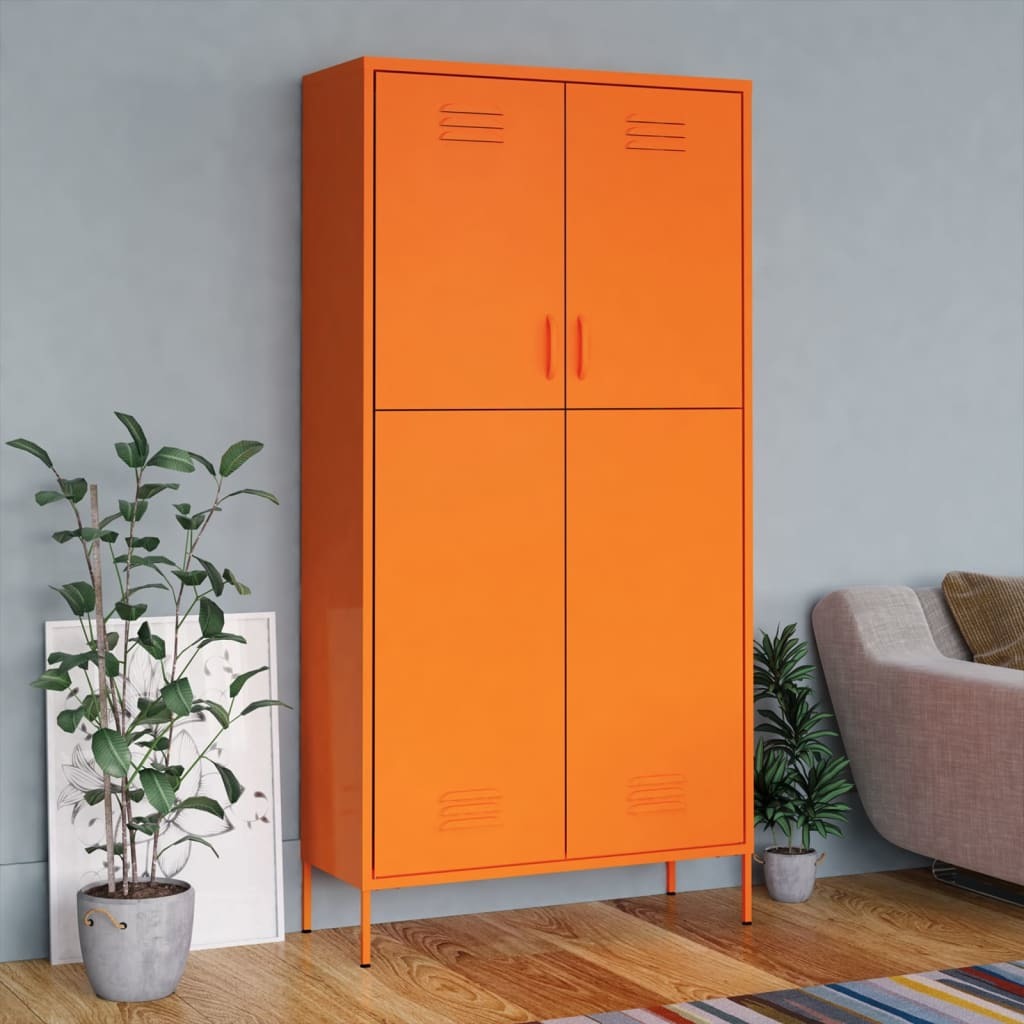 Wardrobe Orange 35.4"x19.7"x70.9" Steel