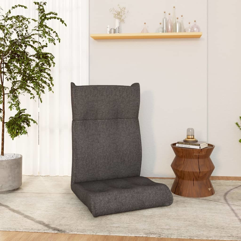 Folding Floor Chair Dark Gray Fabric