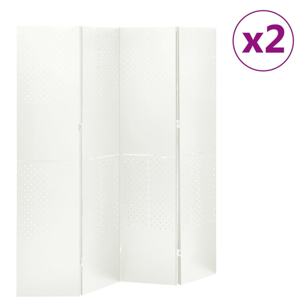 4-Panel Room Dividers 2 pcs White 63"x70.9" Steel