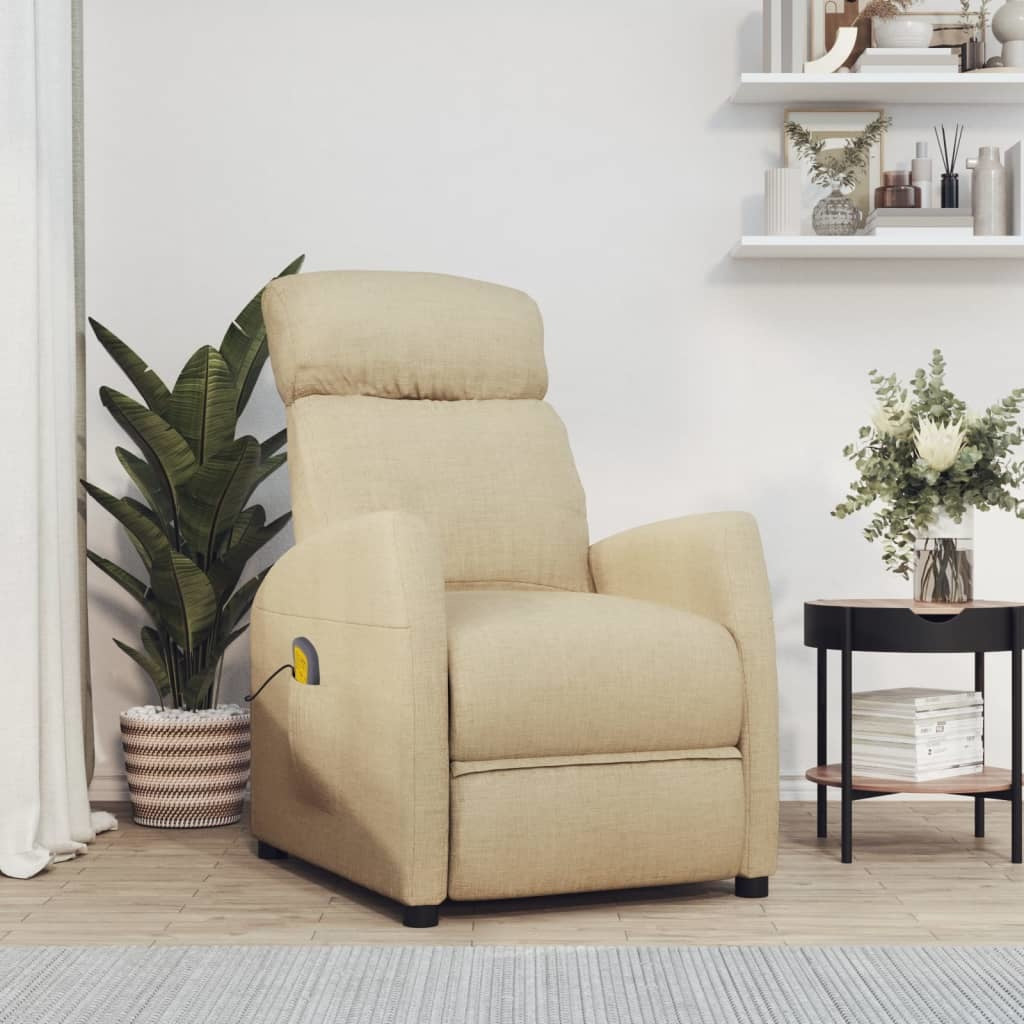 Massage Recliner Cream Fabric