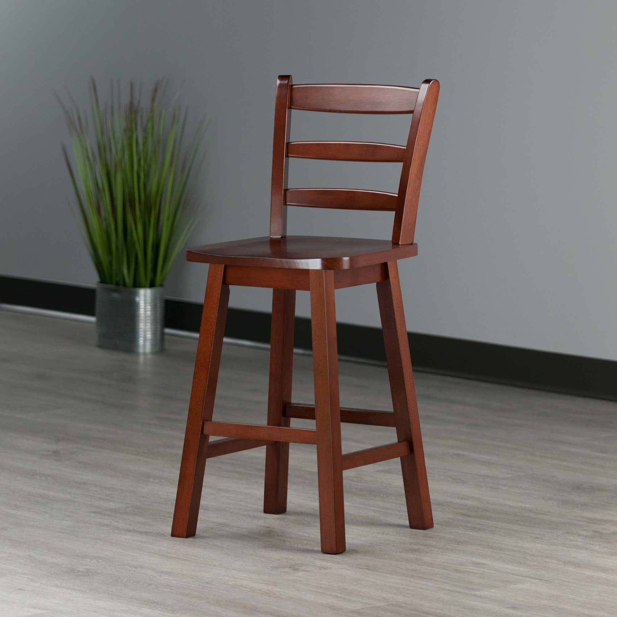 Scalera Ladder Back Swivel Seat Counter Stool; Walnut