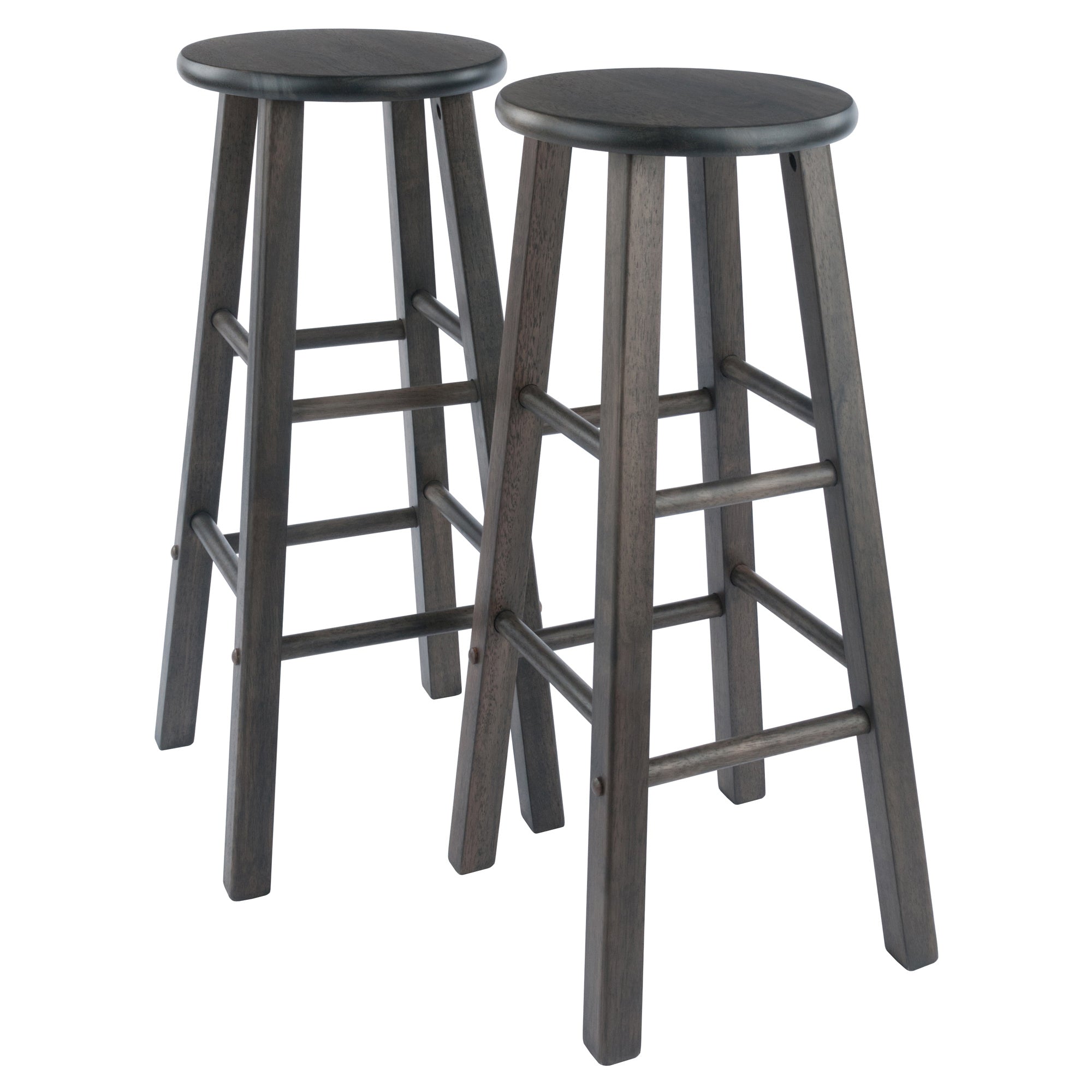 Element 2-Pc Square Leg Bar Stool Set; Oyster Gray