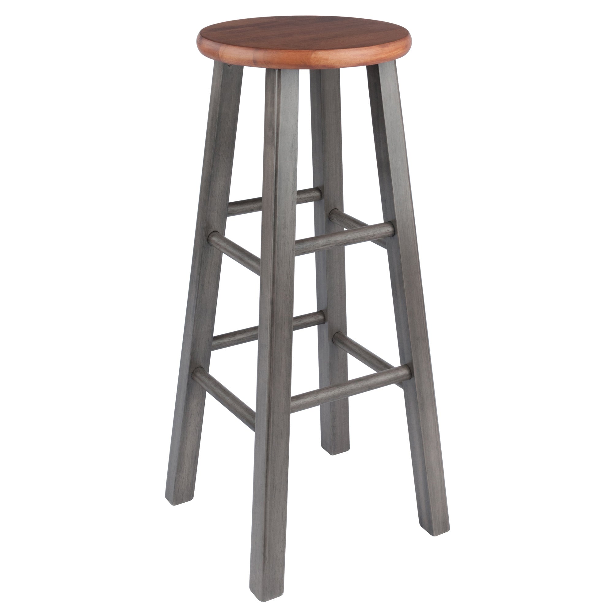 Ivy Bar Stool; Rustic Teak & Gray