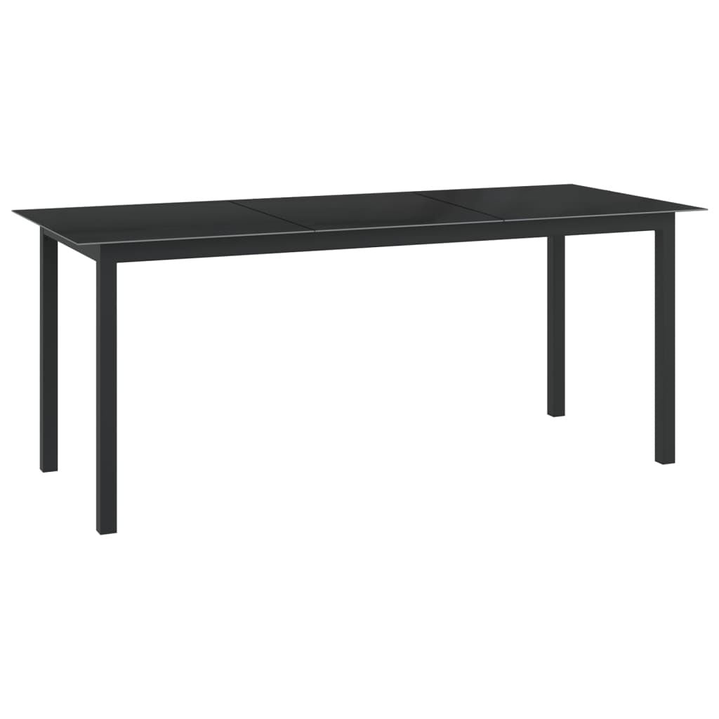 Patio Table Black 74.8"x35.4"x29.1" Aluminum and Glass